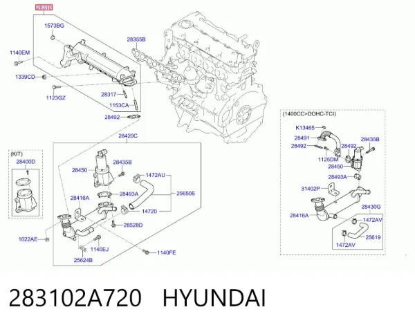 Tubo coletor de admissão 283102A720 Hyundai/Kia