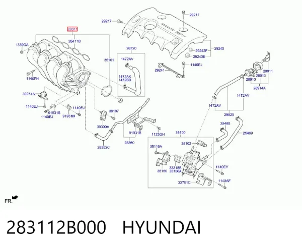 Tubo coletor de admissão 283112B000 Hyundai/Kia