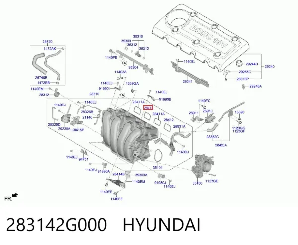Vedante de tubo coletor de admissão 283142G000 Hyundai/Kia