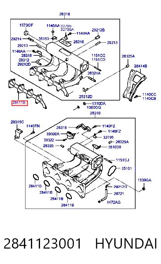 Vedante de tubo coletor de admissão Hyundai Coupe I