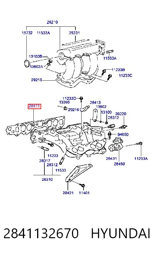 Vedante de tubo coletor de admissão Hyundai H100 P