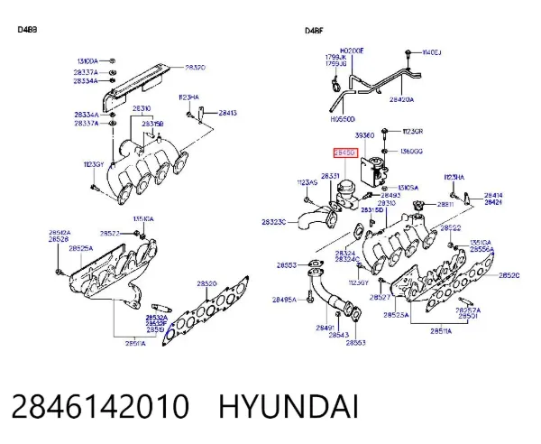 Válvula EGR de recirculação dos gases Hyundai H100 P