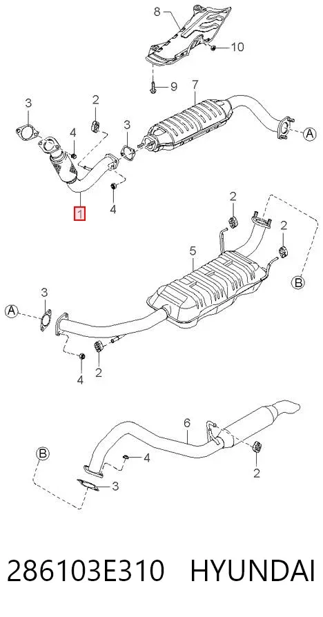 Tubo de admissão dianteiro (calças) do silenciador 286103E310 Hyundai/Kia