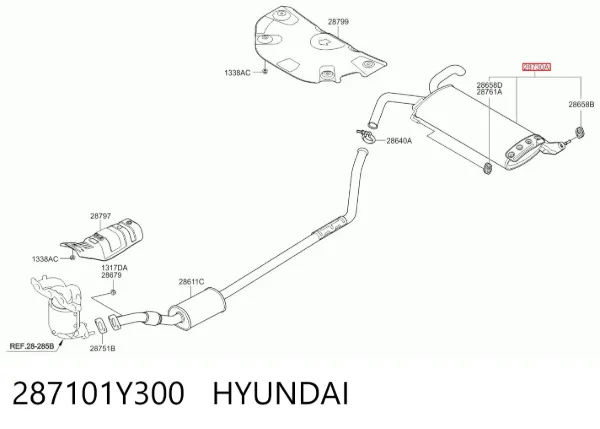 Silenciador, parte traseira 287101Y300 Hyundai/Kia