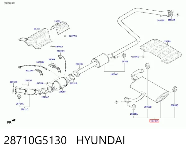 Silenciador, parte traseira 28710G5130 Hyundai/Kia