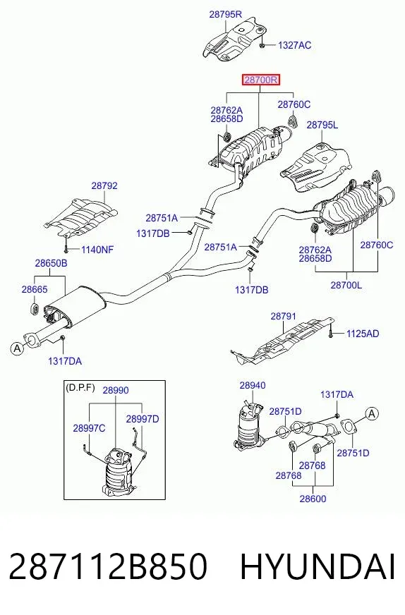 Silenciador, parte traseira 287112B850 Hyundai/Kia