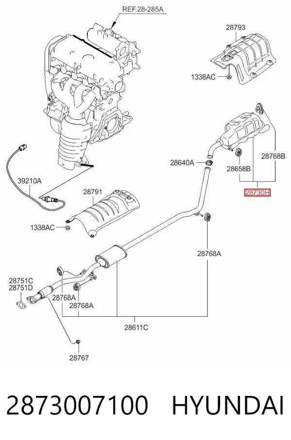 Silenciador, parte traseira 2873007100 Hyundai/Kia