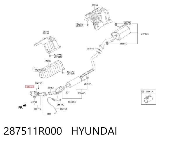 Vedante de tubo de admissão do silenciador 287511R000 Hyundai/Kia