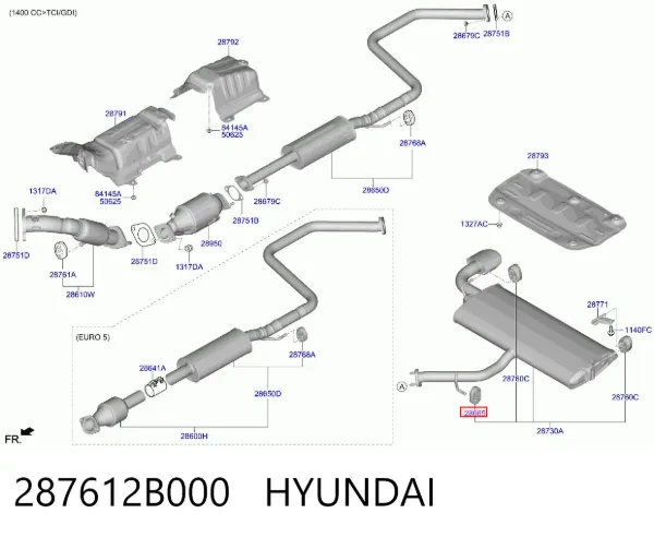Coxim de fixação do silenciador 287612B000 Hyundai/Kia