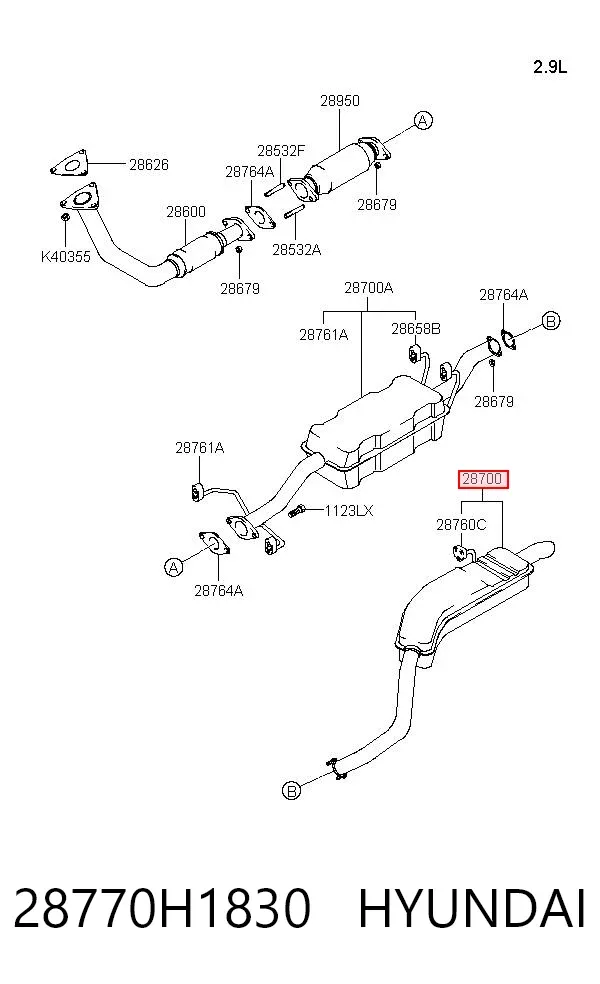 Silenciador, parte traseira Hyundai Terracan HP