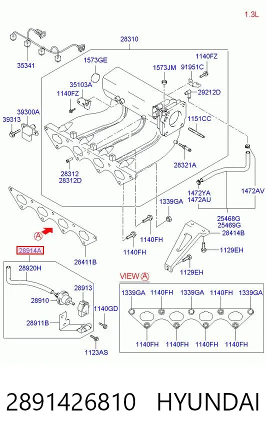 Válvula de ventilação dos gases do tanque de combustível 2891426810 Hyundai/Kia