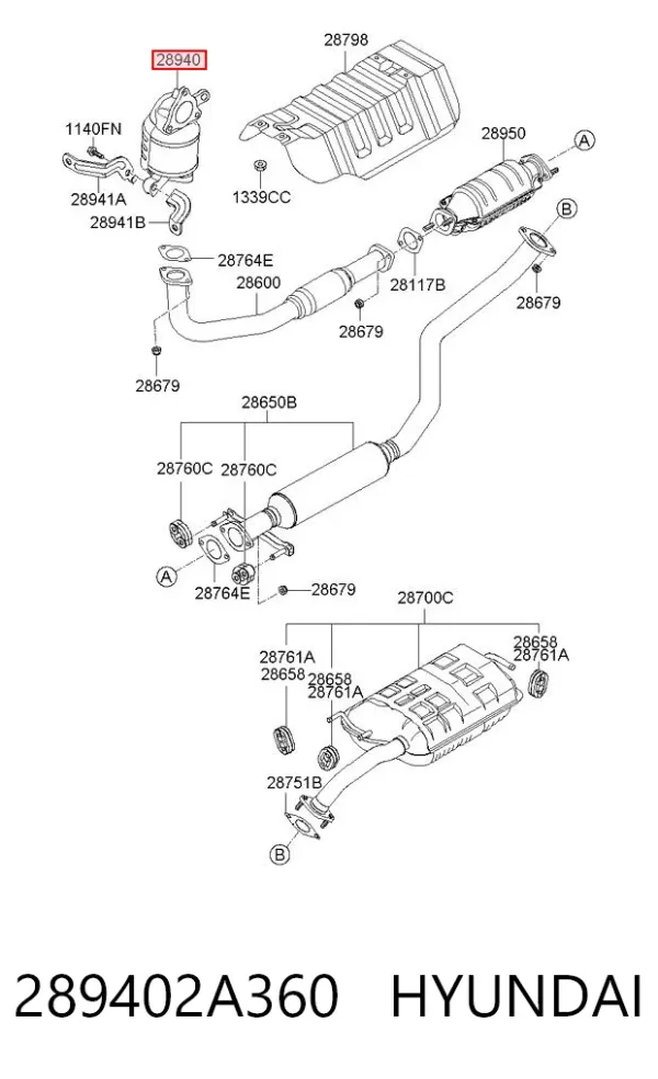 Convertidor - catalisador 289402A360 Hyundai/Kia