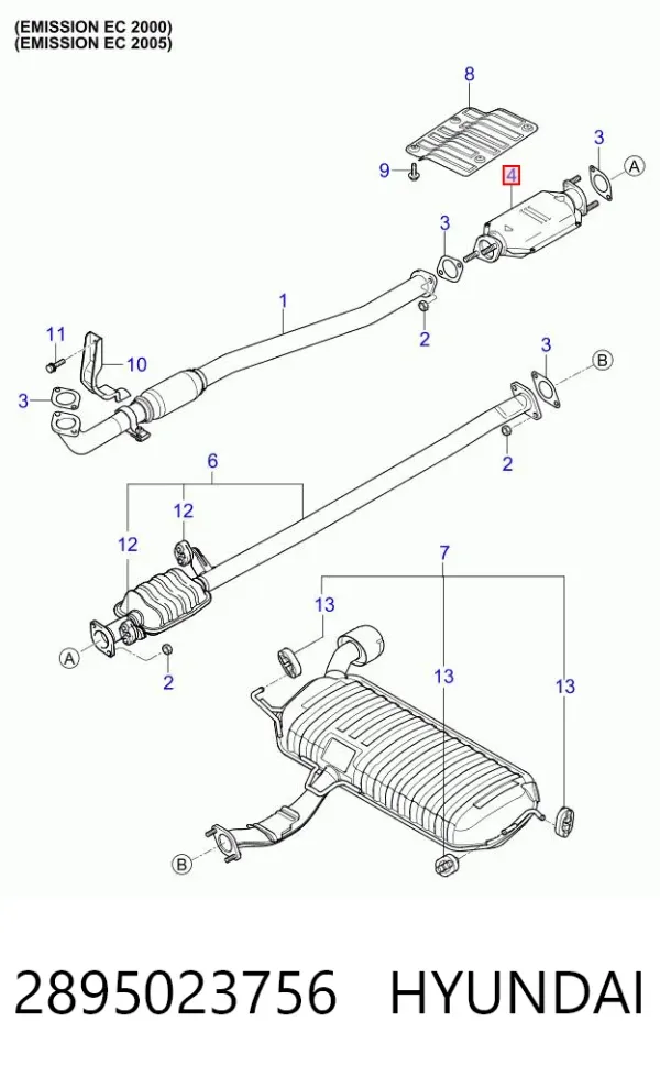 Convertidor - catalisador 2895023756 Hyundai/Kia