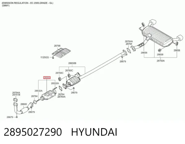 Convertidor - catalisador 2895027290 Hyundai/Kia
