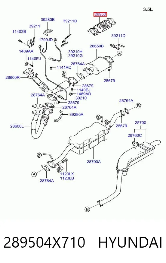 Convertidor - catalisador 289504X710 Hyundai/Kia