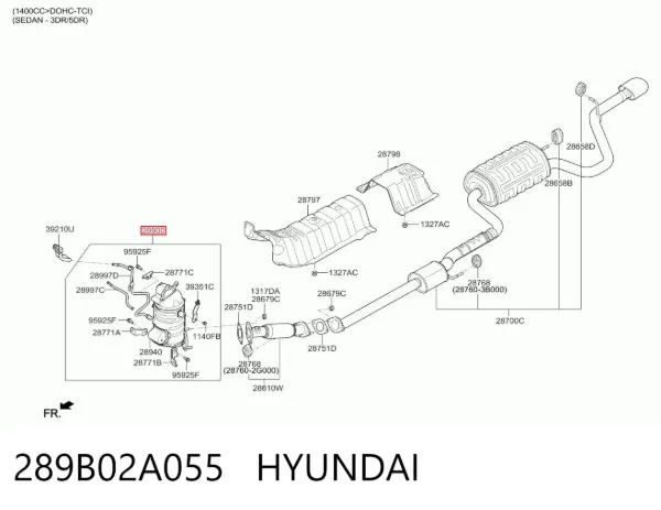 Convertidor - catalisador 289B02A055 Hyundai/Kia