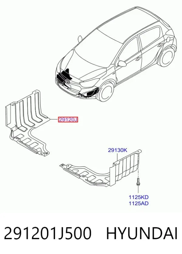Proteção de motor direito 291201J500 Hyundai/Kia