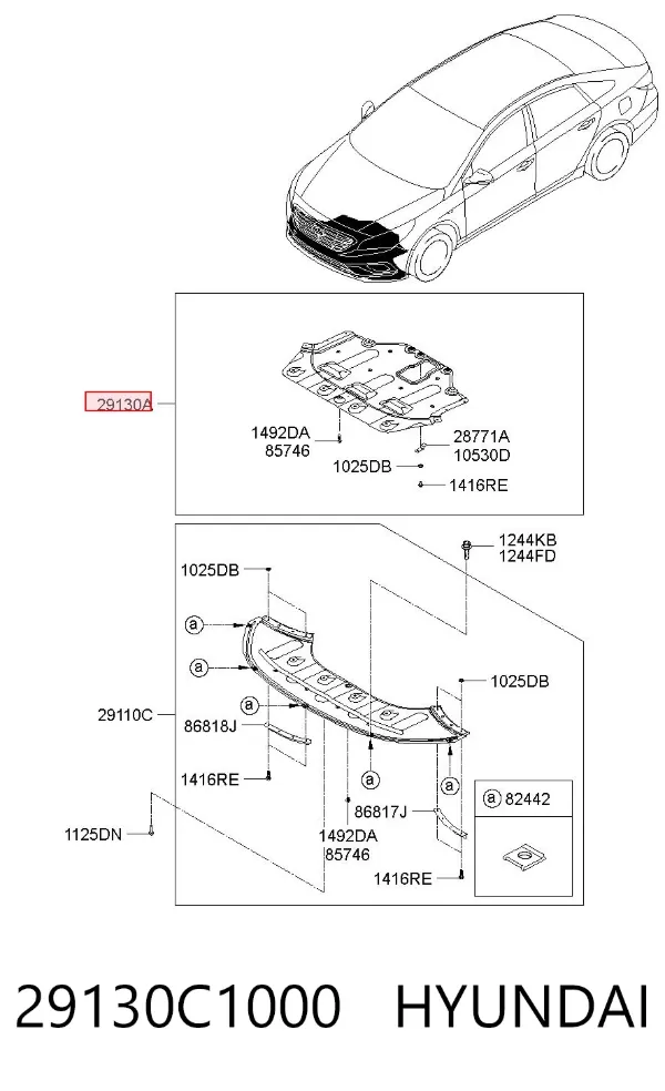 Proteção de motor, de panela (da seção de motor) Hyundai Sonata VII
