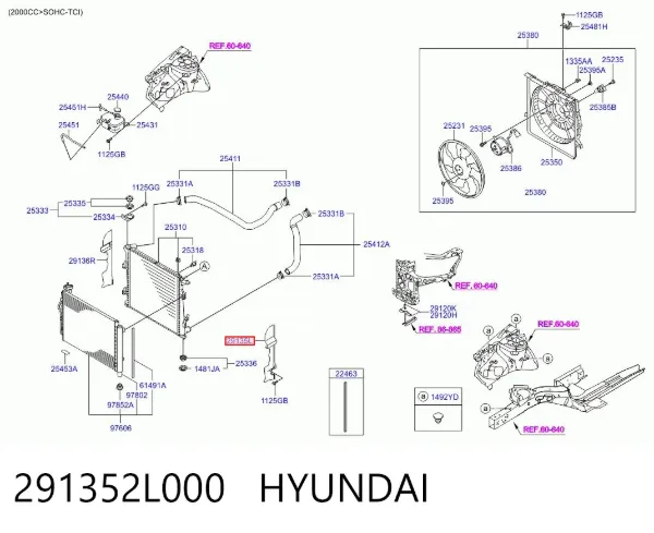 Conduto de ar (defletor) esquerdo do radiador 291352L000 Hyundai/Kia