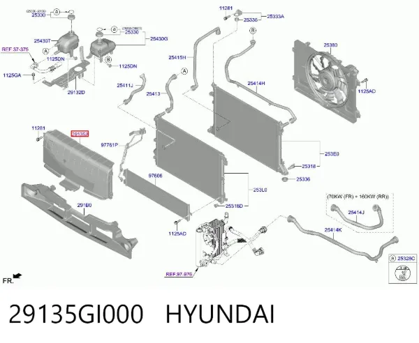 Conduto de ar/defletor do radiador, superior 29135GI000 Hyundai/Kia