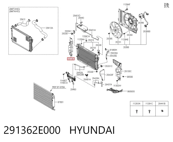 Conduto de ar (defletor) direito do radiador 291362E000 Hyundai/Kia