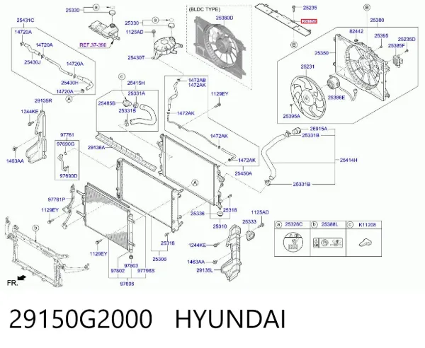 Placa sobreposta superior do painel dianteiro (de suporte do radiador) 29150G2000 Hyundai/Kia