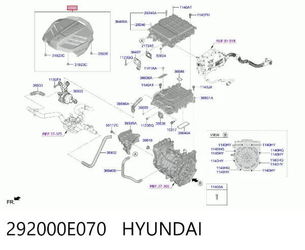 Tampa de motor decorativa 292000E070 Hyundai/Kia