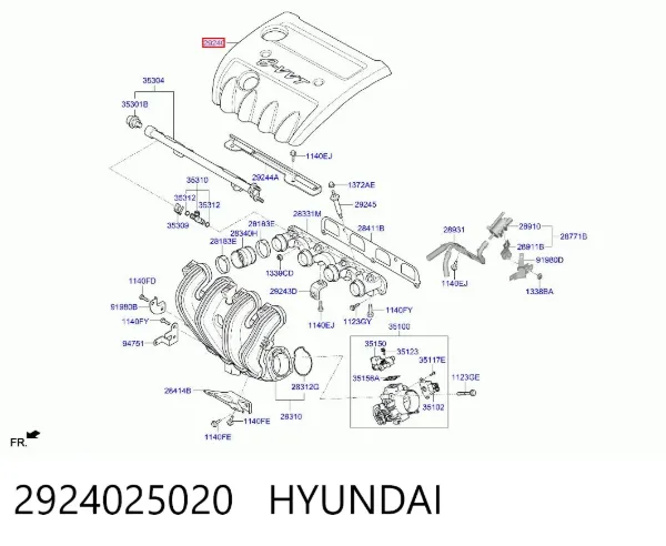 Tampa de motor decorativa 2924025020 Hyundai/Kia