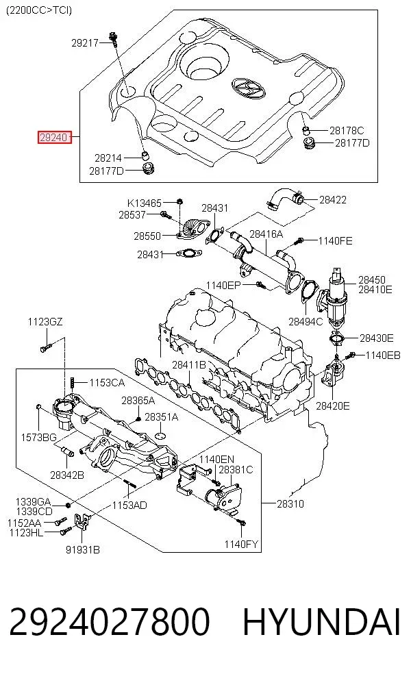 Tampa de motor decorativa 2924027800 Hyundai/Kia
