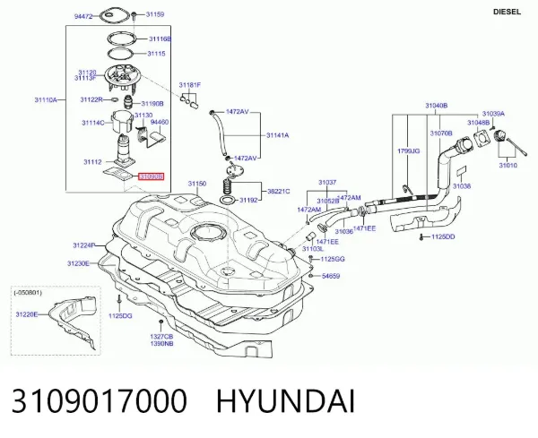 Filtro de combustível 3109017000 Hyundai/Kia