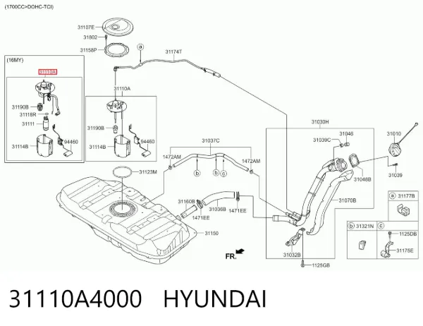 Módulo de bomba de combustível com sensor do nível de combustível 31110A4000 Hyundai/Kia