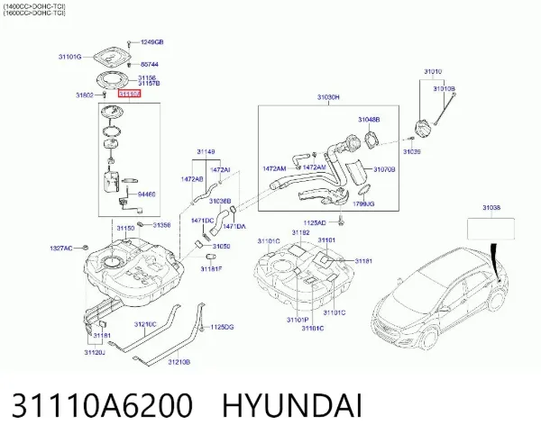 Módulo de bomba de combustível com sensor do nível de combustível 31110A6200 Hyundai/Kia