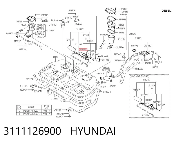 Bomba de combustível principal 3111126900 Hyundai/Kia