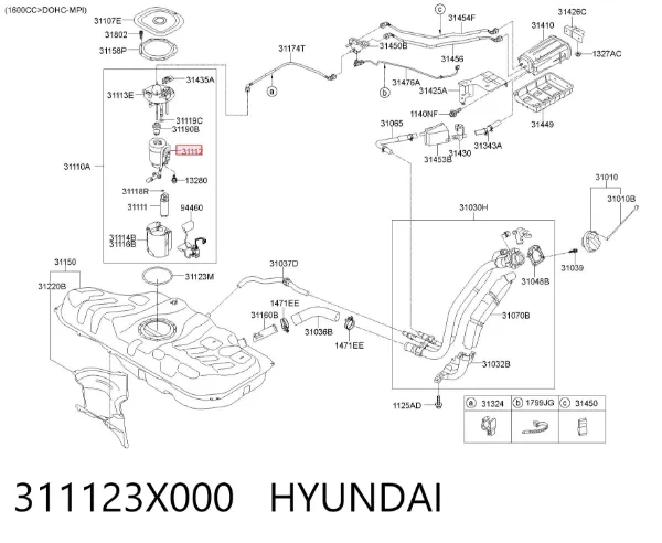 Filtro de combustível 311123X000 Hyundai/Kia