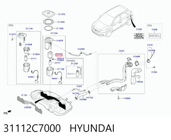 Filtro de combustível 31112C7000 Hyundai/Kia