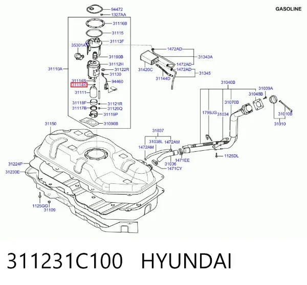 Filtro de combustível 311231C100 Hyundai/Kia