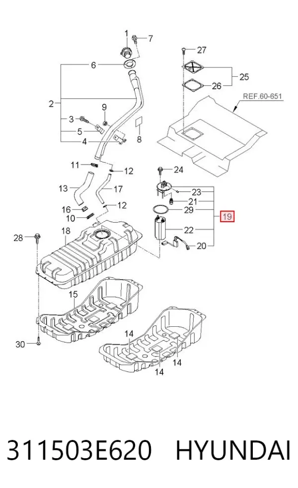 Sensor do nível de combustível no tanque 311503E620 Hyundai/Kia