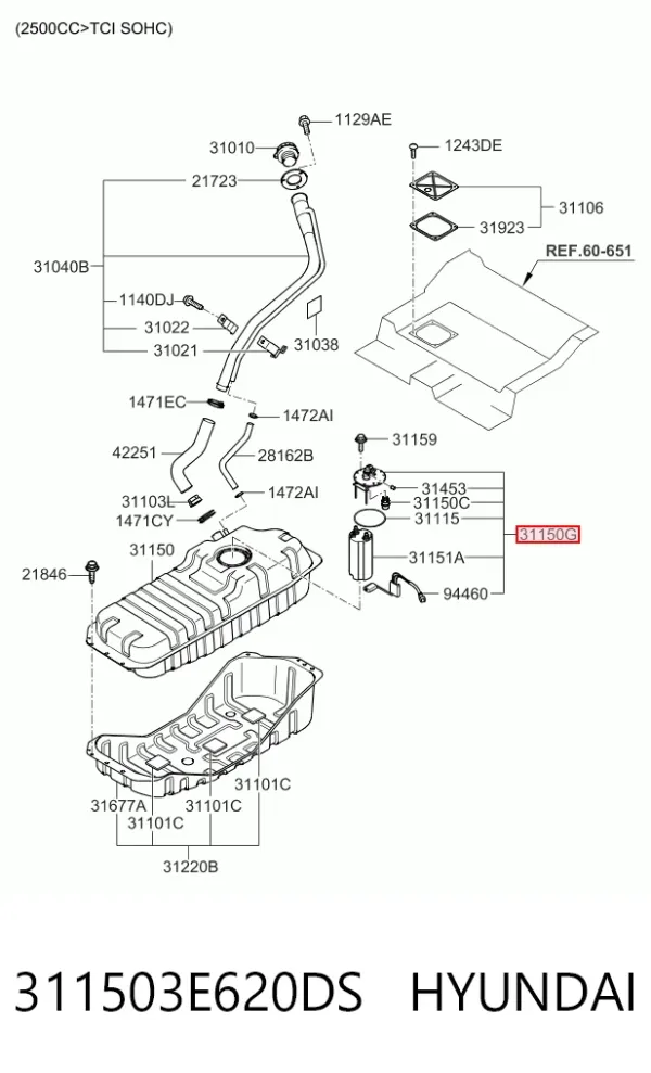 Sensor do nível de combustível no tanque 311503E620DS Hyundai/Kia