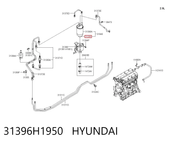 Sensor do nível da água de filtro de combustível 31396H1950 Hyundai/Kia