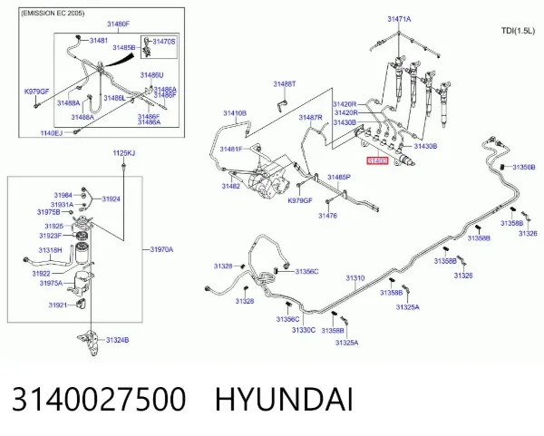 Distribuidor de combustível (rampa) 3140027500 Hyundai/Kia