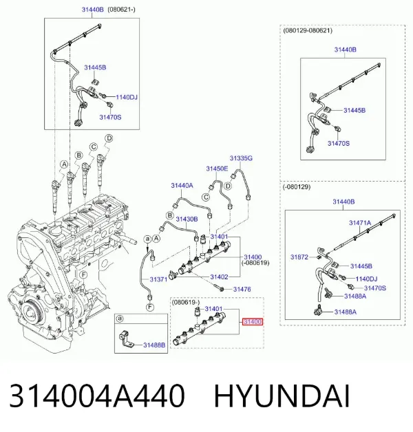 Distribuidor de combustível (rampa) 314004A440 Hyundai/Kia