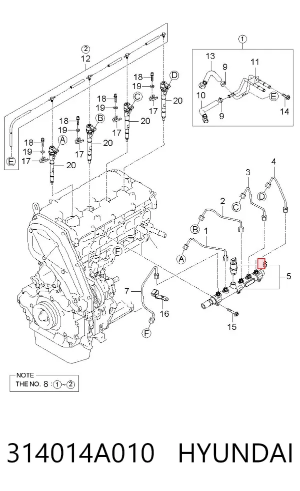 Sensor de pressão de combustível 314014A010 Hyundai/Kia