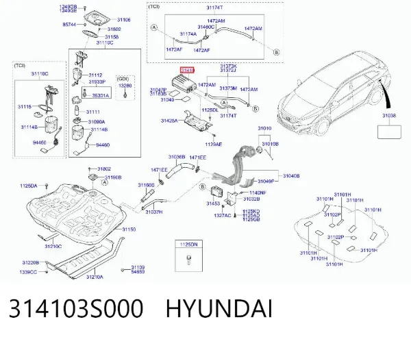 Adsorvedor dos vapores de combustível Hyundai I40 I