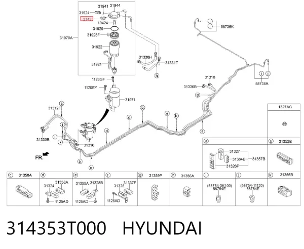 Sensor de pressão de combustível 314353T000 Hyundai/Kia
