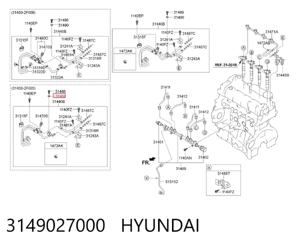 Vedante anular de tubo de combustível 3149027000 Hyundai/Kia