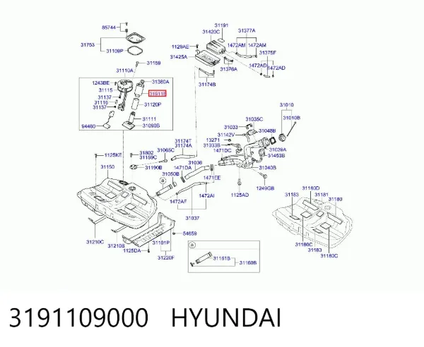 Filtro de combustível 3191109000 Hyundai/Kia