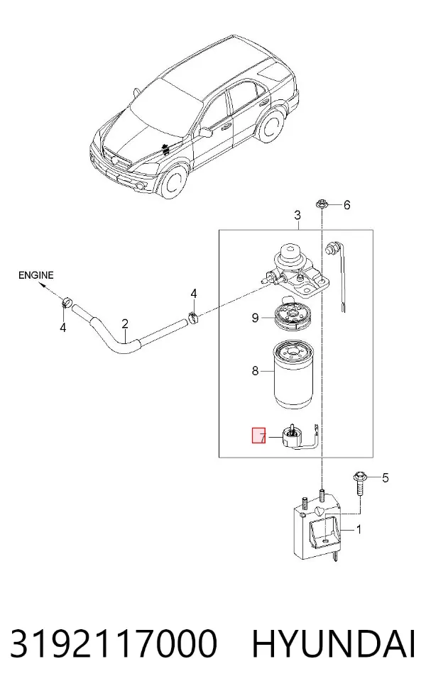 Sensor do nível da água de filtro de combustível 3192117000 Hyundai/Kia