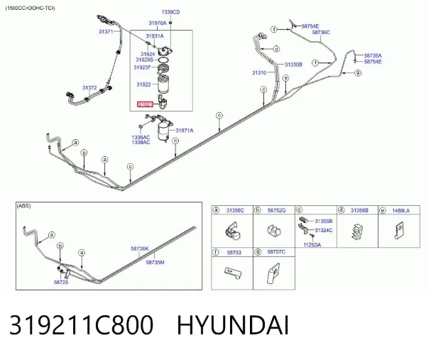 Sensor do nível da água de filtro de combustível 319211C800 Hyundai/Kia