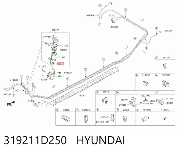 Sensor do nível da água de filtro de combustível 319211D250 Hyundai/Kia