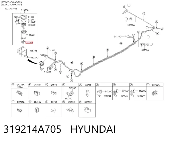 Sensor do nível da água de filtro de combustível 319214A705 Hyundai/Kia